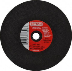 Value Collection - 4" 60 Grit Aluminum Oxide Cutoff Wheel - 0.035" Thick, 3/8" Arbor, 19,000 Max RPM, Use with Die Grinders - A1 Tooling