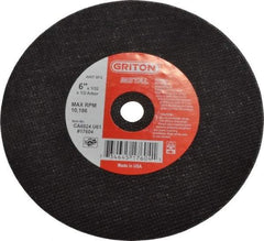 Made in USA - 6" 60 Grit Aluminum Oxide Cutoff Wheel - 1/32" Thick, 1/2" Arbor, 10,186 Max RPM, Use with Circular Saws - A1 Tooling