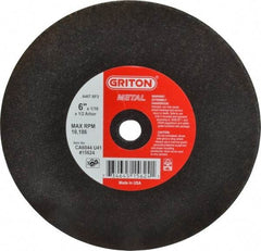 Made in USA - 6" 46 Grit Aluminum Oxide Cutoff Wheel - 1/16" Thick, 1/2" Arbor, 10,186 Max RPM, Use with Circular Saws - A1 Tooling