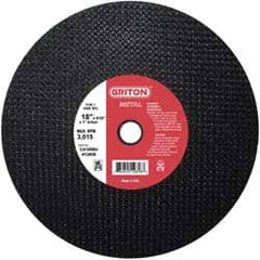 Value Collection - 18" 36 Grit Aluminum Oxide Cutoff Wheel - 5/32" Thick, 1" Arbor, 3,013 Max RPM, Use with Stationary Tools - A1 Tooling