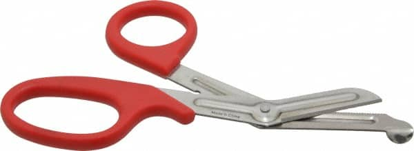 Clauss - 2-1/2" LOC, 7-1/4" OAL Stainless Steel High Leverage Shears - Ambidextrous, Serrated, Plastic Offset Handle, For General Purpose Use - A1 Tooling