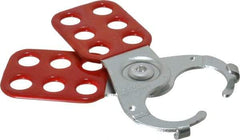 American Lock - Single Jaw, 1" Jaw Diam, 6 PadLocks, Steel Lockout Hasp - Scissor Action, 4-1/2" Long, Red - A1 Tooling