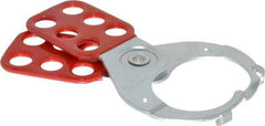 American Lock - Single Jaw, 1-1/2" Jaw Diam, 6 PadLocks, Steel Lockout Hasp - Scissor Action, 5" Long, Red - A1 Tooling