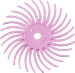 3M - 3/4" Diam, 1/16" Max Face Width, Shank Radial Bristle Brush - 400 Grit, Super Fine Grade, 35,000 Max RPM, Pink - A1 Tooling