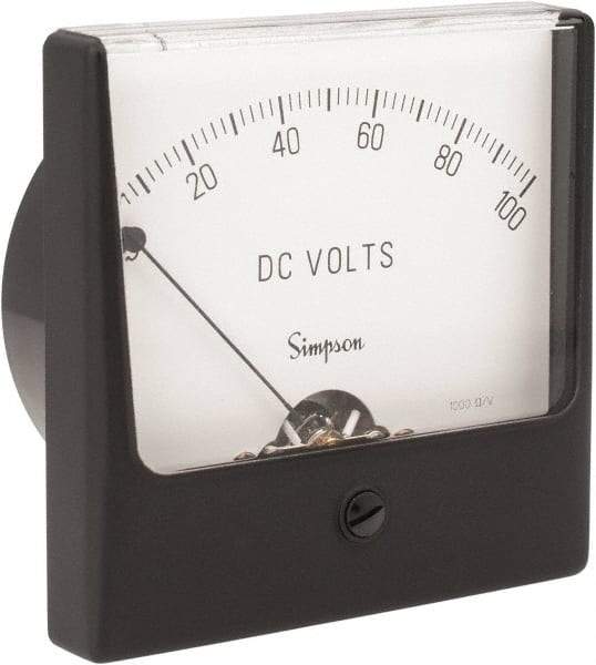 Simpson Electric - Analog, DC Voltmeter, Panel Meter - 60 Hz, 1000 Ohms at 60 Hz, 100 VDC - A1 Tooling