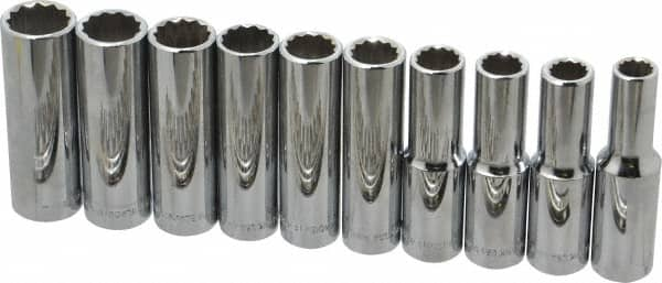 Blackhawk by Proto - 10 Piece 1/2" Drive Deep Well Socket Set - 12 Points, 10mm to 19mm Range, Metric Measurement Standard - A1 Tooling