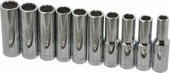 Blackhawk by Proto - 10 Piece 1/2" Drive Deep Well Socket Set - 12 Points, 10mm to 19mm Range, Metric Measurement Standard - A1 Tooling