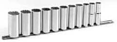 Blackhawk by Proto - 11 Piece 1/2" Drive Deep Well Socket Set - 12 Points, 1/2" to 1-1/8" Range, Inch Measurement Standard - A1 Tooling