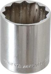 Blackhawk by Proto - 1/2" Drive, Standard Hand Socket - 12 Points, 1-13/16" OAL, Chrome Finish - A1 Tooling