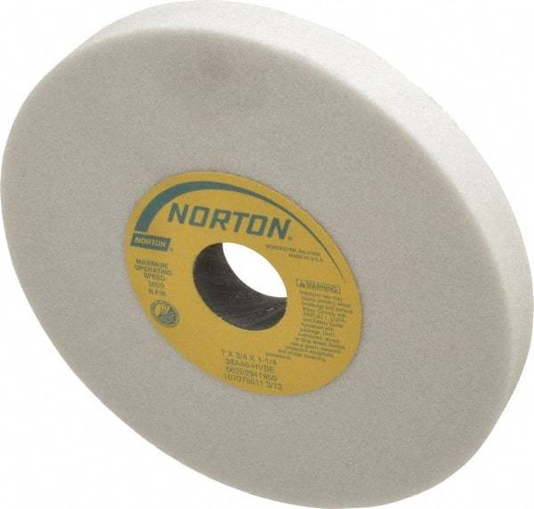 Norton - 7" Diam x 1-1/4" Hole x 3/4" Thick, H Hardness, 46 Grit Surface Grinding Wheel - Aluminum Oxide, Type 1, Coarse Grade, 3,600 Max RPM, Vitrified Bond, No Recess - A1 Tooling