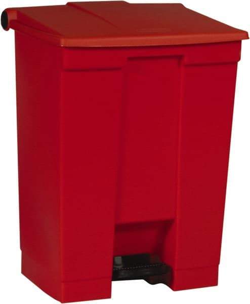 Rubbermaid - 18 Gal Rectangle Unlabeled Trash Can - 26-1/2" High x 19-3/4" Long x 16-1/8" Wide, Red, High-Density Polyethylene - A1 Tooling