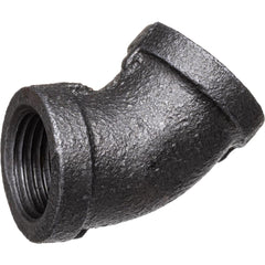 Black Pipe Fittings; Fitting Type: Elbow; Fitting Size: 1/2″; Material: Malleable Iron; Finish: Black; Fitting Shape: 45 ™ Elbow; Thread Standard: BSPT; Connection Type: Threaded; Lead Free: No; Standards: ASTM A197; BS EN 1562