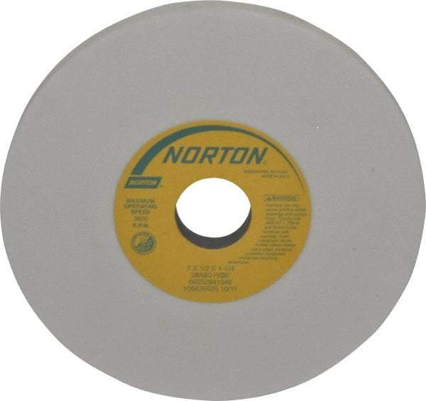 Norton - 7" Diam x 1-1/4" Hole x 1/2" Thick, I Hardness, 80 Grit Surface Grinding Wheel - Aluminum Oxide, Type 1, Medium Grade, 3,600 Max RPM, Vitrified Bond, No Recess - A1 Tooling