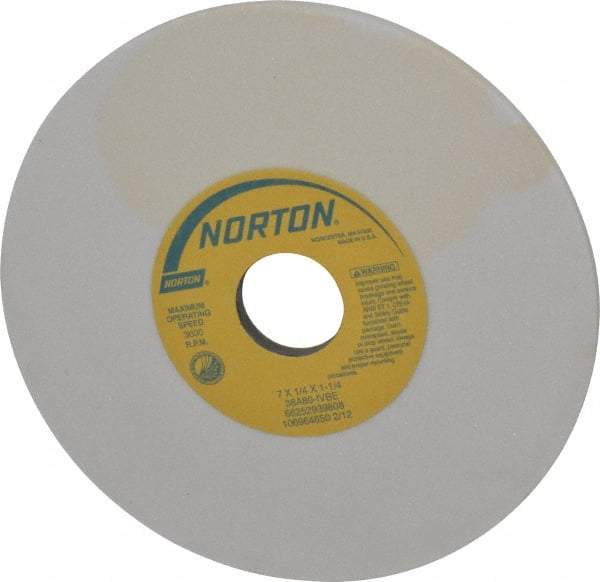 Norton - 7" Diam x 1-1/4" Hole x 1/4" Thick, I Hardness, 80 Grit Surface Grinding Wheel - Aluminum Oxide, Type 1, Medium Grade, 3,600 Max RPM, Vitrified Bond, No Recess - A1 Tooling