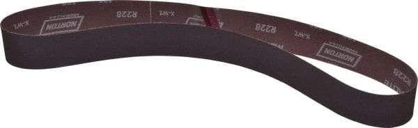 Norton - 2" Wide x 48" OAL, 120 Grit, Aluminum Oxide Abrasive Belt - Aluminum Oxide, Fine, Coated, X Weighted Cloth Backing, Series R228 - A1 Tooling