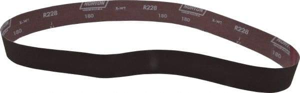 Norton - 2" Wide x 48" OAL, 180 Grit, Aluminum Oxide Abrasive Belt - Aluminum Oxide, Very Fine, Coated, X Weighted Cloth Backing, Series R228 - A1 Tooling