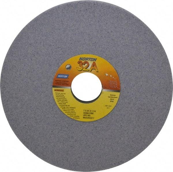 Norton - 7" Diam x 1-1/4" Hole x 3/4" Thick, I Hardness, 60 Grit Surface Grinding Wheel - Aluminum Oxide, Type 5, Medium Grade, 3,600 Max RPM, Vitrified Bond, One-Side Recess - A1 Tooling