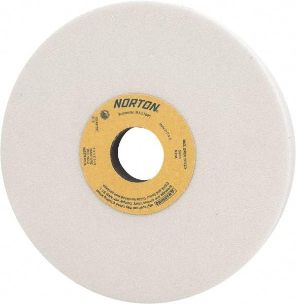 Norton - 7" Diam x 1-1/4" Hole x 1" Thick, I Hardness, 60 Grit Surface Grinding Wheel - Aluminum Oxide, Type 5, Medium Grade, 3,600 Max RPM, Vitrified Bond, One-Side Recess - A1 Tooling