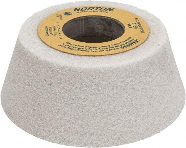 Norton - 4" Diam, 1-1/4" Hole Size, 1-1/2" Overall Thickness, 46 Grit, Type 11 Tool & Cutter Grinding Wheel - Coarse Grade, Aluminum Oxide, J Hardness, Vitrified Bond, 5,730 RPM - A1 Tooling