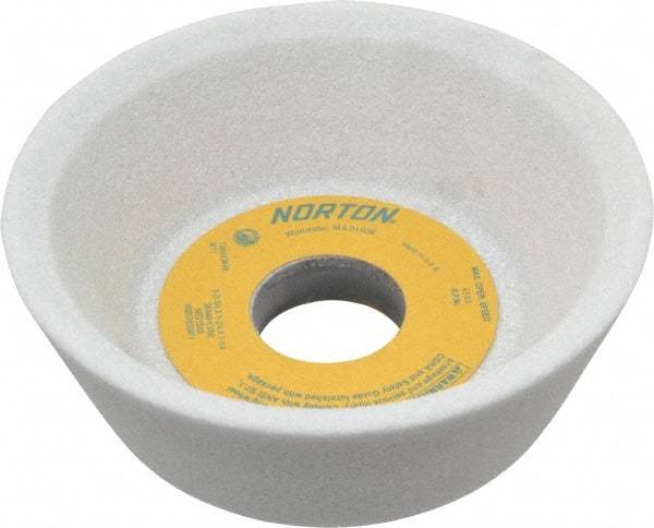 Norton - 5" Diam, 1-1/4" Hole Size, 1-3/4" Overall Thickness, 46 Grit, Type 11 Tool & Cutter Grinding Wheel - Coarse Grade, Aluminum Oxide, K Hardness, Vitrified Bond, 4,585 RPM - A1 Tooling