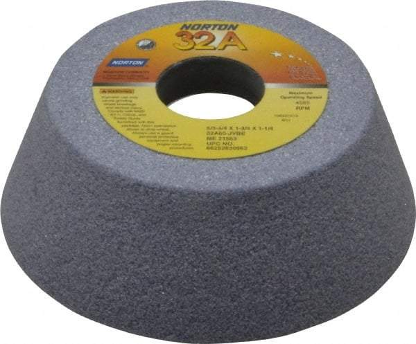 Norton - 6" Diam, 1-1/4" Hole Size, 2" Overall Thickness, 46 Grit, Type 11 Tool & Cutter Grinding Wheel - Coarse Grade, Aluminum Oxide, J Hardness, Vitrified Bond, 3,820 RPM - A1 Tooling