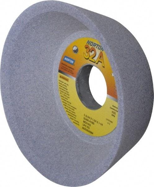 Norton - 5" Diam, 1-1/4" Hole Size, 1-3/4" Overall Thickness, 60 Grit, Type 11 Tool & Cutter Grinding Wheel - Medium Grade, Aluminum Oxide, K Hardness, Vitrified Bond, 4,585 RPM - A1 Tooling