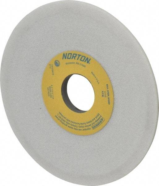 Norton - 6" Diam, 1-1/4" Hole Size, 1/2" Overall Thickness, 46 Grit, Type 12 Tool & Cutter Grinding Wheel - Coarse Grade, Diamond, J Hardness, Vitrified Bond, 4,140 RPM - A1 Tooling