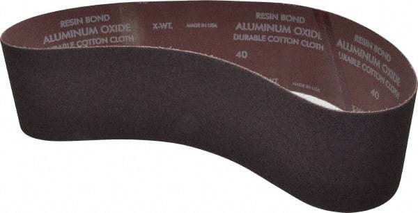 Norton - 4" Wide x 36" OAL, 40 Grit, Aluminum Oxide Abrasive Belt - Aluminum Oxide, Coarse, Coated, X Weighted Cloth Backing, Series R228 - A1 Tooling