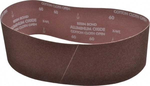 Norton - 4" Wide x 36" OAL, 60 Grit, Aluminum Oxide Abrasive Belt - Aluminum Oxide, Medium, Coated, X Weighted Cloth Backing, Series R228 - A1 Tooling