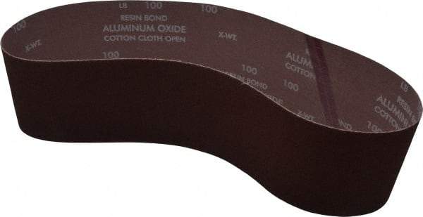 Norton - 4" Wide x 36" OAL, 100 Grit, Aluminum Oxide Abrasive Belt - Aluminum Oxide, Fine, Coated, X Weighted Cloth Backing, Series R228 - A1 Tooling