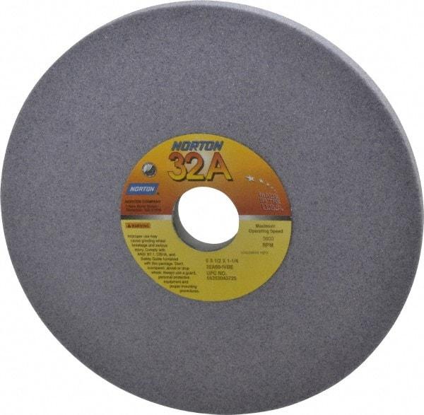 Norton - 8" Diam x 1-1/4" Hole x 1/2" Thick, I Hardness, 60 Grit Surface Grinding Wheel - Aluminum Oxide, Type 1, Medium Grade, 3,600 Max RPM, Vitrified Bond, No Recess - A1 Tooling