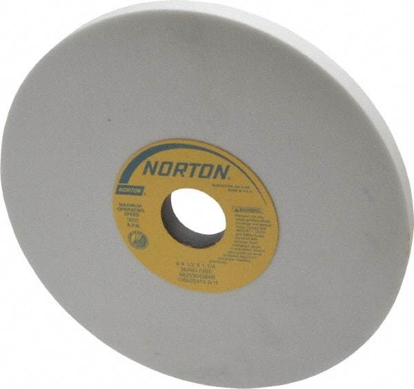 Norton - 8" Diam x 1-1/4" Hole x 1/2" Thick, I Hardness, 80 Grit Surface Grinding Wheel - Aluminum Oxide, Type 1, Medium Grade, 3,600 Max RPM, Vitrified Bond, No Recess - A1 Tooling