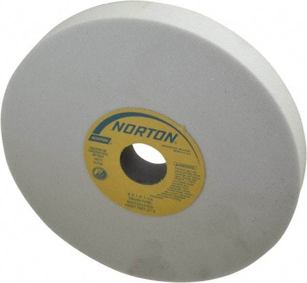 Norton - 8" Diam x 1-1/4" Hole x 1" Thick, I Hardness, 60 Grit Surface Grinding Wheel - Aluminum Oxide, Type 1, Medium Grade, 3,600 Max RPM, Vitrified Bond, No Recess - A1 Tooling