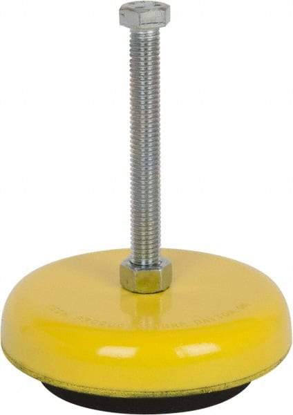 Tech Products - 1000 Lb Capacity, 1/2-13 Thread, Steel Stud, Studded Socket Mount Leveling Mount - 5" Stud Length, 4-3/4" Base Diam, Neoprene Pad, 1/2" Hex - A1 Tooling