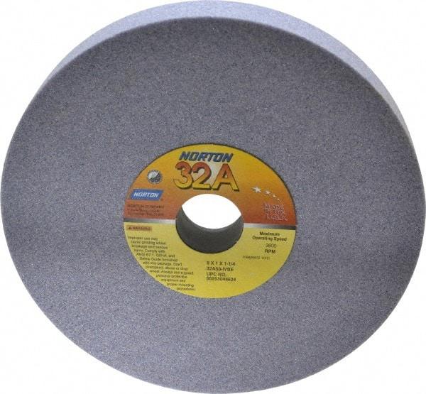 Norton - 8" Diam x 1-1/4" Hole x 1" Thick, I Hardness, 60 Grit Surface Grinding Wheel - Aluminum Oxide, Type 1, Medium Grade, 3,600 Max RPM, Vitrified Bond, No Recess - A1 Tooling