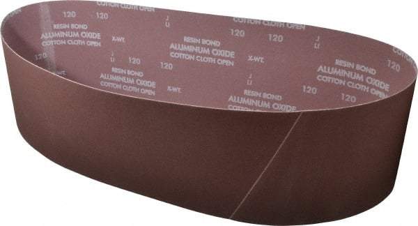 Norton - 6" Wide x 48" OAL, 120 Grit, Aluminum Oxide Abrasive Belt - Aluminum Oxide, Fine, Coated, X Weighted Cloth Backing, Series R228 - A1 Tooling