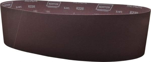 Norton - 6" Wide x 48" OAL, 180 Grit, Aluminum Oxide Abrasive Belt - Aluminum Oxide, Very Fine, Coated, X Weighted Cloth Backing, Series R228 - A1 Tooling