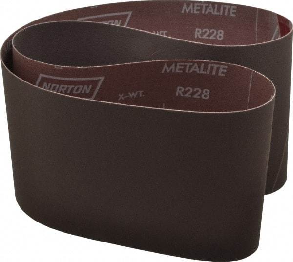 Norton - 6" Wide x 48" OAL, 320 Grit, Aluminum Oxide Abrasive Belt - Aluminum Oxide, Extra Fine, Coated, X Weighted Cloth Backing, Series R228 - A1 Tooling