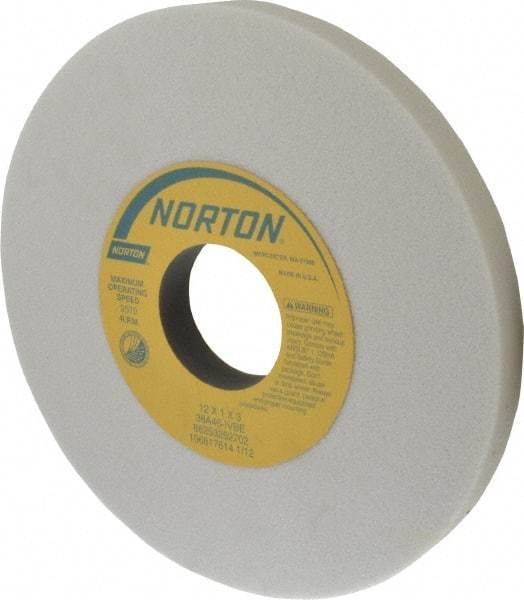 Norton - 12" Diam x 3" Hole x 1" Thick, I Hardness, 46 Grit Surface Grinding Wheel - Aluminum Oxide, Type 1, Coarse Grade, 2,070 Max RPM, Vitrified Bond, No Recess - A1 Tooling