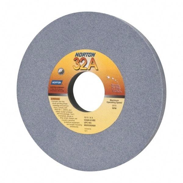 Norton - 12" Diam x 3" Hole x 1" Thick, K Hardness, 60 Grit Surface Grinding Wheel - Aluminum Oxide, Type 1, Medium Grade, 2,070 Max RPM, Vitrified Bond, No Recess - A1 Tooling