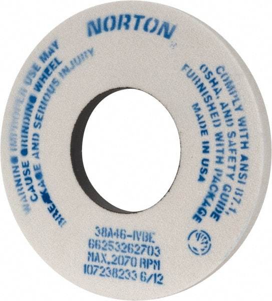 Norton - 12" Diam x 5" Hole x 1" Thick, I Hardness, 46 Grit Surface Grinding Wheel - Aluminum Oxide, Type 1, Coarse Grade, 2,070 Max RPM, Vitrified Bond, No Recess - A1 Tooling