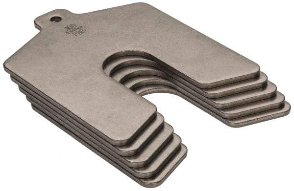 Made in USA - 5 Piece, 3 Inch Long x 3 Inch Wide x 0.1 Inch Thick, Slotted Shim Stock - Stainless Steel, 3/4 Inch Wide Slot - A1 Tooling