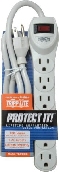 Tripp-Lite - 6 Outlets, 120 Volts, 15 Amps, 2' Cord, Power Outlet Strip - Free Hanging, Keyhole Mount, 5-15P NEMA Configuration, 23.98" Strip, UL1449 3rd Edition - A1 Tooling