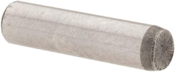 Value Collection - 1/8" Diam x 1/2" Pin Length Grade 8 Alloy Steel Standard Dowel Pin - C 50-58 Hardness, 3,200 Lb Breaking Strength, 1 Beveled & 1 Rounded End - A1 Tooling