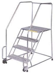 Ballymore - 58-1/2" 3 Step Ladder - Tilt & Roll Safety Ladder, 450 Lb Capacity, 28-1/2" Platform Height, 20" Base Width x 30" Depth, Perforated Tread - A1 Tooling