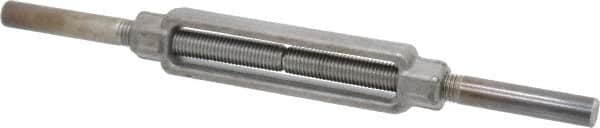 Made in USA - 5,200 Lb Load Limit, 3/4" Thread Diam, 6" Take Up, Steel Stub & Stub Turnbuckle - 8-1/4" Body Length, 1-1/16" Neck Length, 16" Closed Length - A1 Tooling