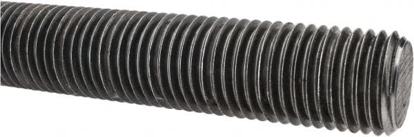 Made in USA - 1-1/4-7 UNC (Coarse), 3' Long, Low Carbon Steel Threaded Rod - Oil Finish Finish, Right Hand Thread - A1 Tooling