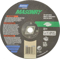 Norton - 7" 24 Grit Silicon Carbide Cutoff Wheel - 1/8" Thick, 5/8" Arbor, 8,730 Max RPM, Use with Circular Saws - A1 Tooling