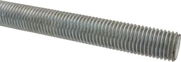 Made in USA - 7/8-9 UNC (Coarse), 3' Long, Low Carbon Steel Threaded Rod - Zinc-Plated Finish, Right Hand Thread - A1 Tooling