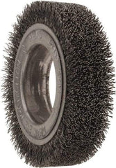 Osborn - 4-1/4" OD, 2" Arbor Hole, Crimped Steel Wheel Brush - 1" Face Width, 3/4" Trim Length, 0.014" Filament Diam, 6,000 RPM - A1 Tooling